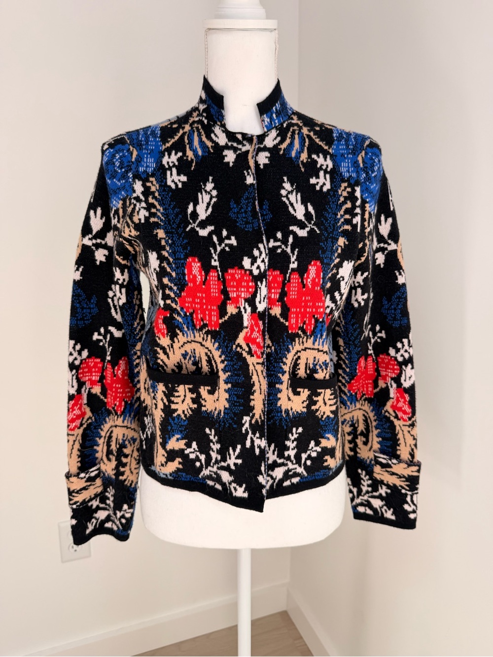 Anthropologie Pilcro Floral Jacquard Knit Jacket Size XS
